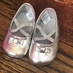 Silver crib shoes